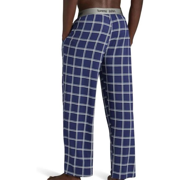 Tommy John Mens Blue Gray Plaid Stretch Loose Sleep Pull On Pajama Pants 2XL - Picture 1 of 5